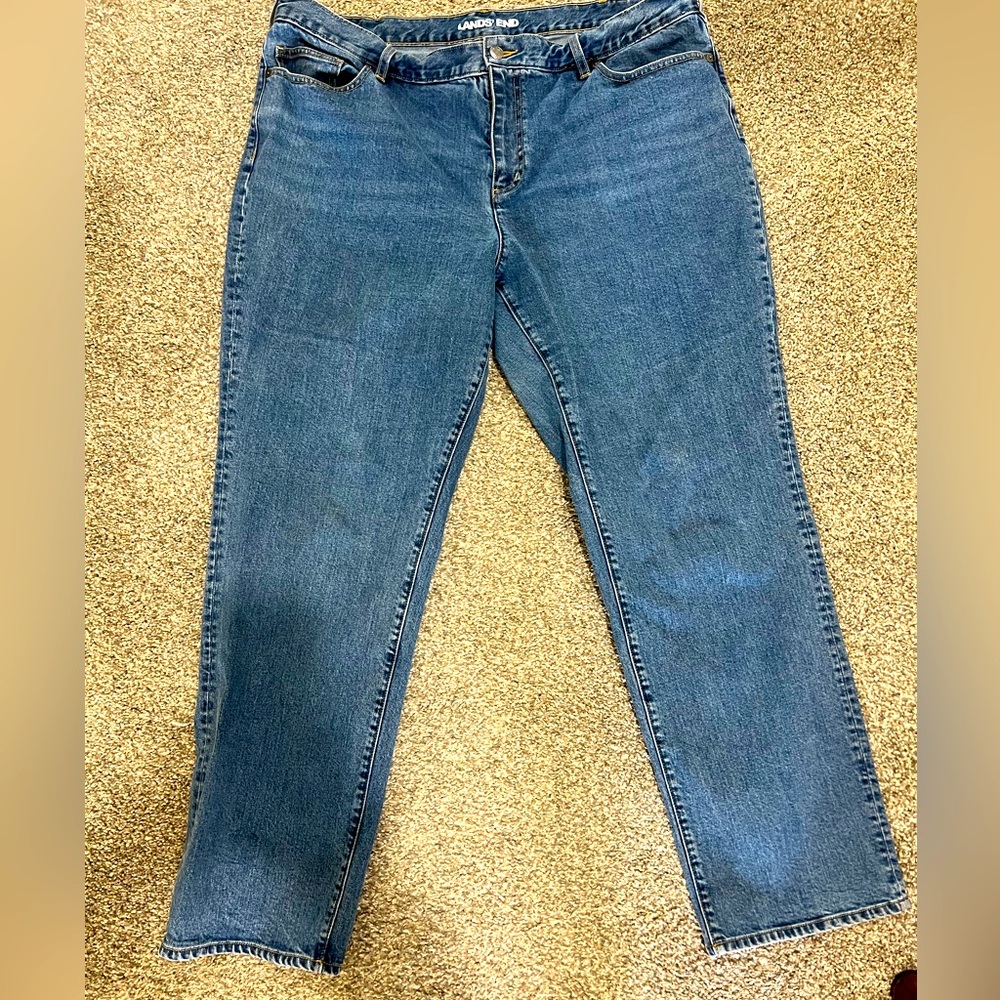 Land’s End high rise straight leg jeans 20W 32 inch inseam